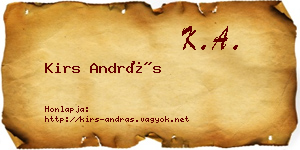 Kirs András névjegykártya